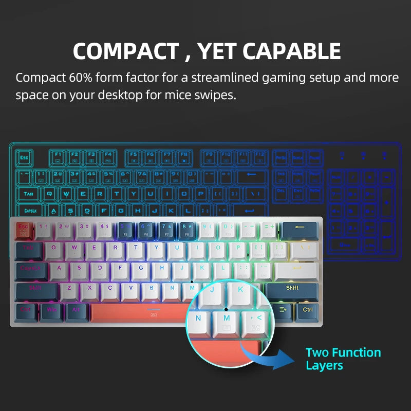 MACHENIKE K500-B61 – Teclado Mecânico Mini 60% | Hot-Swap | RGB
