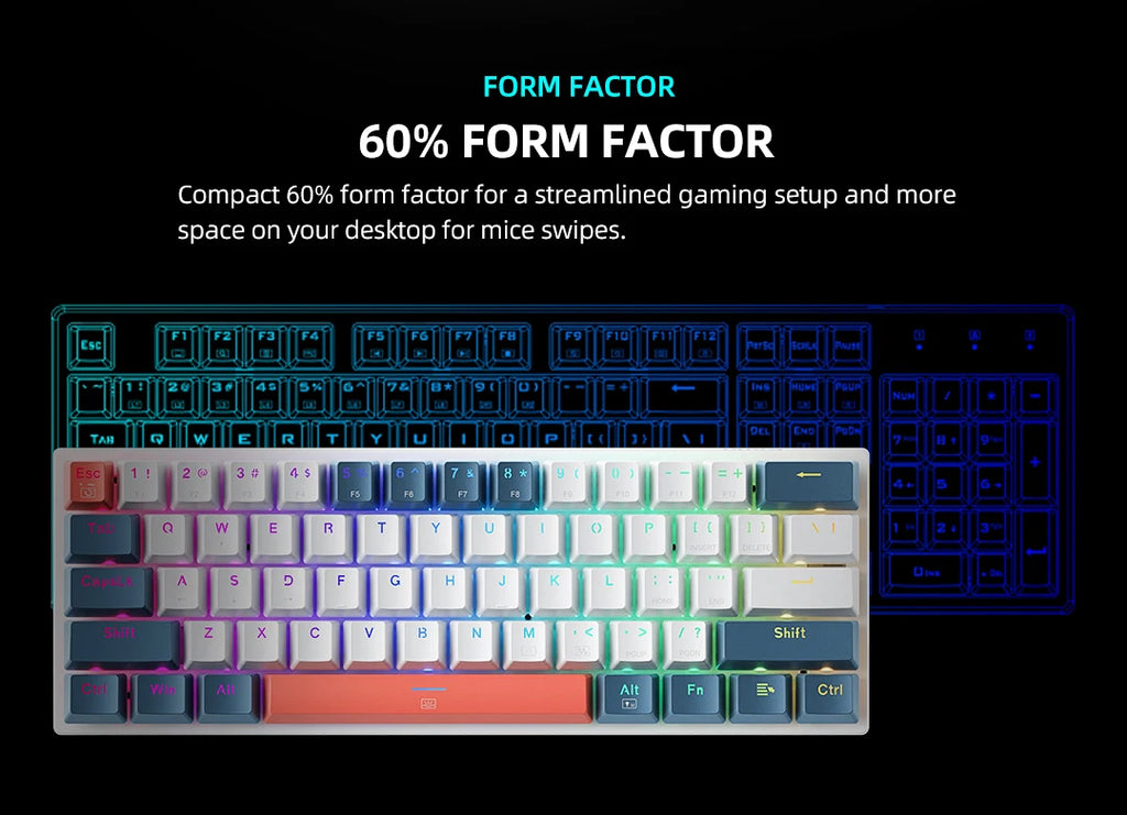 MACHENIKE K500-B61 – Teclado Mecânico Mini 60% | Hot-Swap | RGB