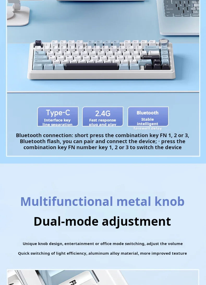 AULA F75 – Teclado Mecânico Sem Fio 75% | Gasket | Hot-Swap | RGB
