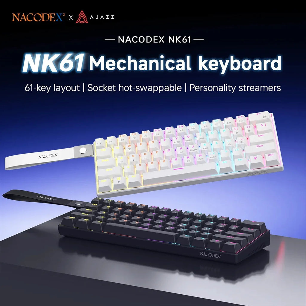 AJAZZ NK61 – Teclado Mecânico 60% | 61 Teclas | Hot-Swap | RGB