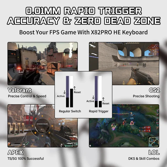 ATTACK SHARK X82PRO HE – Teclado Sem Fio 75% | Magnético | Rapid Trigger | RGB
