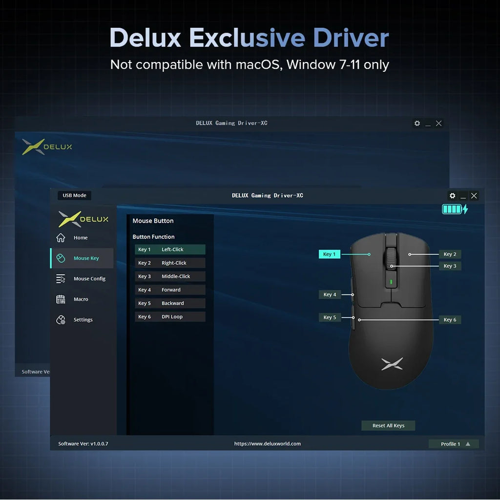Delux M900 Wireless Gaming Mouse Ergonomic Mice PAW3311 12000DPI Lightweight 63g for Right Big Hands PC Laptop Gamer