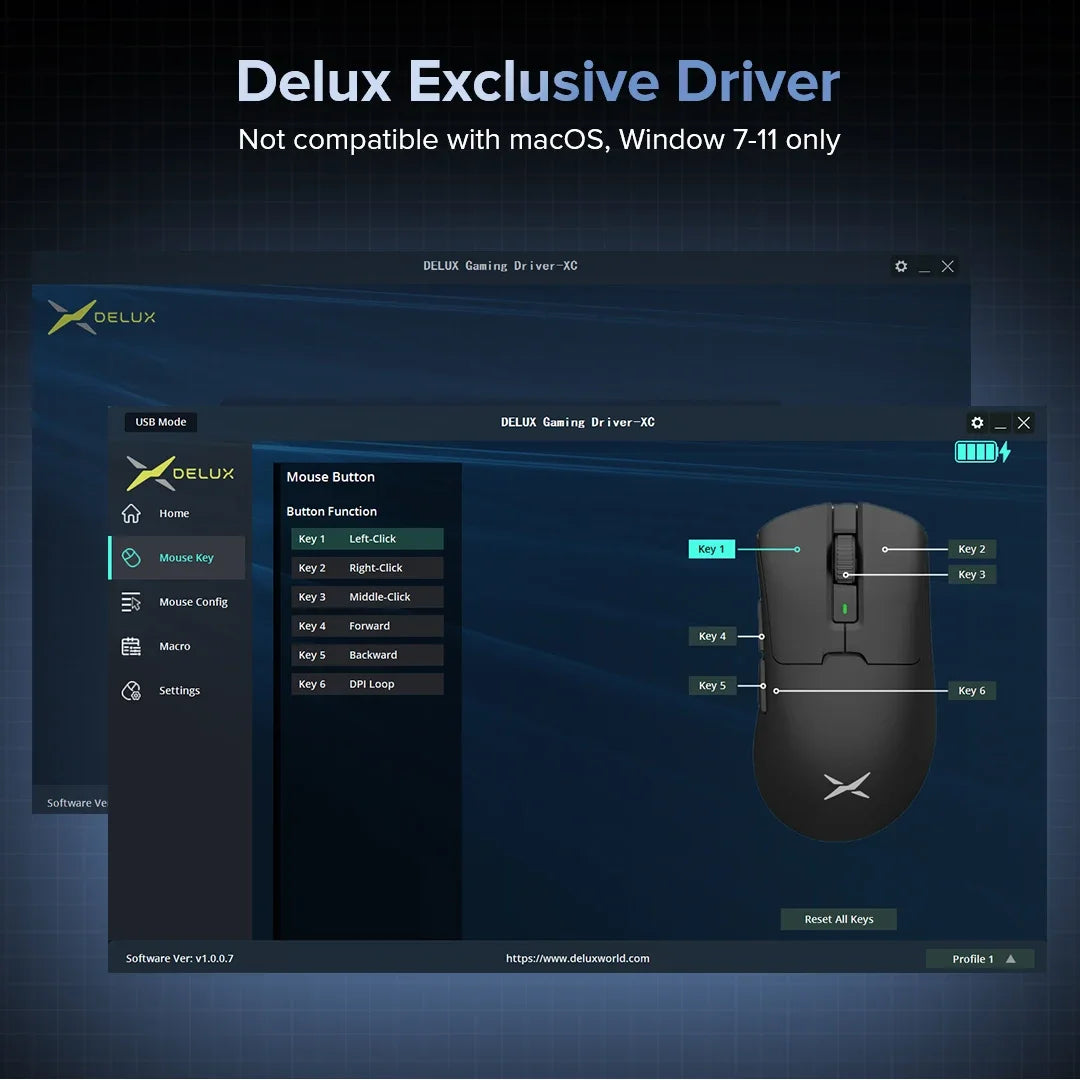Delux M900 Wireless Gaming Mouse Ergonomic Mice PAW3311 12000DPI Lightweight 63g for Right Big Hands PC Laptop Gamer