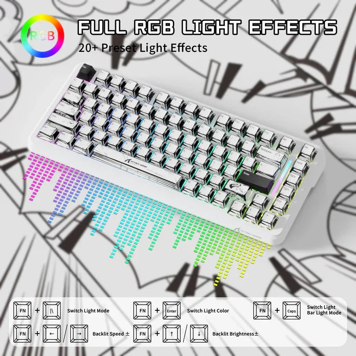 ATTACK SHARK X82PRO HE – Teclado Sem Fio 75% | Magnético | Rapid Trigger | RGB