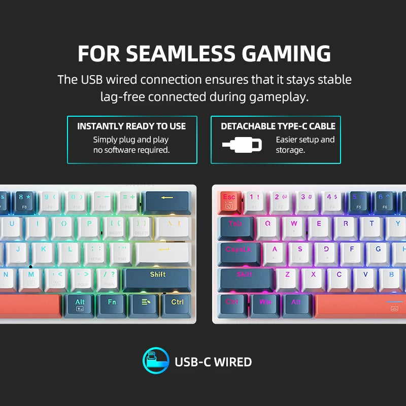 MACHENIKE K500-B61 – Teclado Mecânico Mini 60% | Hot-Swap | RGB