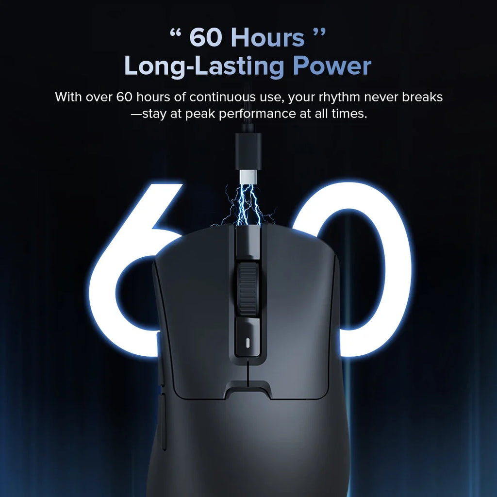 Delux M900 Wireless Gaming Mouse Ergonomic Mice PAW3311 12000DPI Lightweight 63g for Right Big Hands PC Laptop Gamer