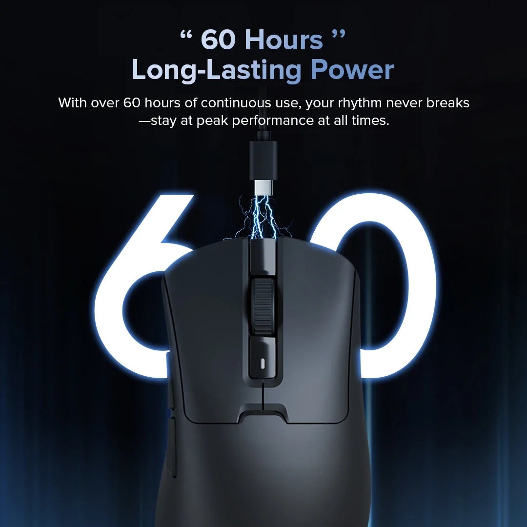 Delux M900 Wireless Gaming Mouse Ergonomic Mice PAW3311 12000DPI Lightweight 63g for Right Big Hands PC Laptop Gamer