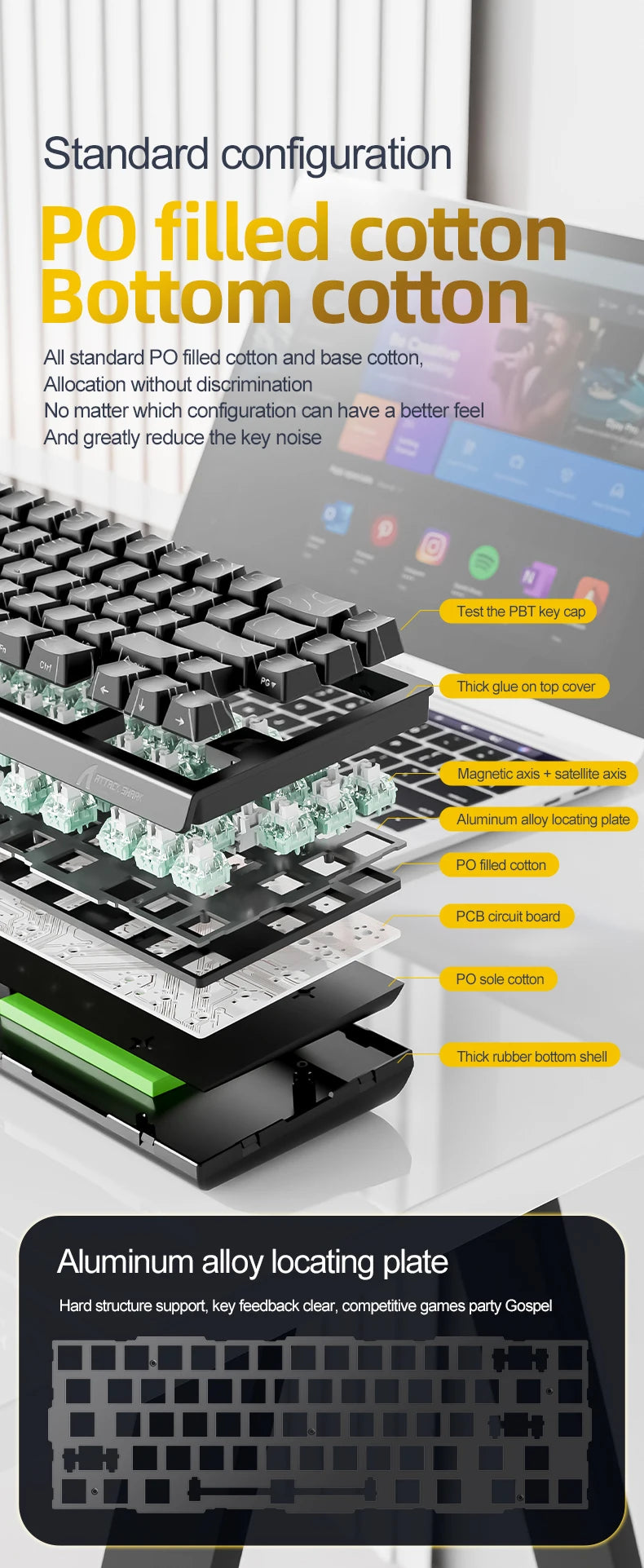 ATTACK SHARK X68Pro HE – Teclado Magnético 65% | 8000Hz | Rapid Trigger