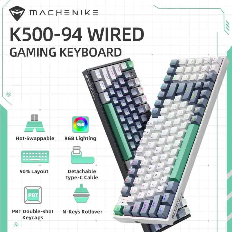 MACHENIKE K500-B94 – Teclado Mecânico 90% | 94 Teclas | Hot-Swap | RGB