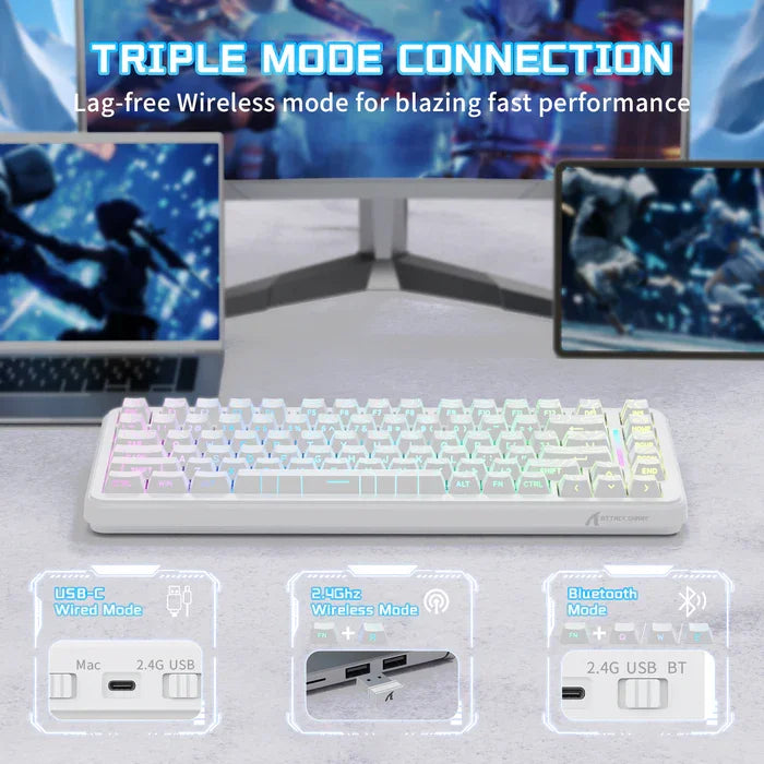 ATTACK SHARK X82PRO HE – Teclado Sem Fio 75% | Magnético | Rapid Trigger | RGB