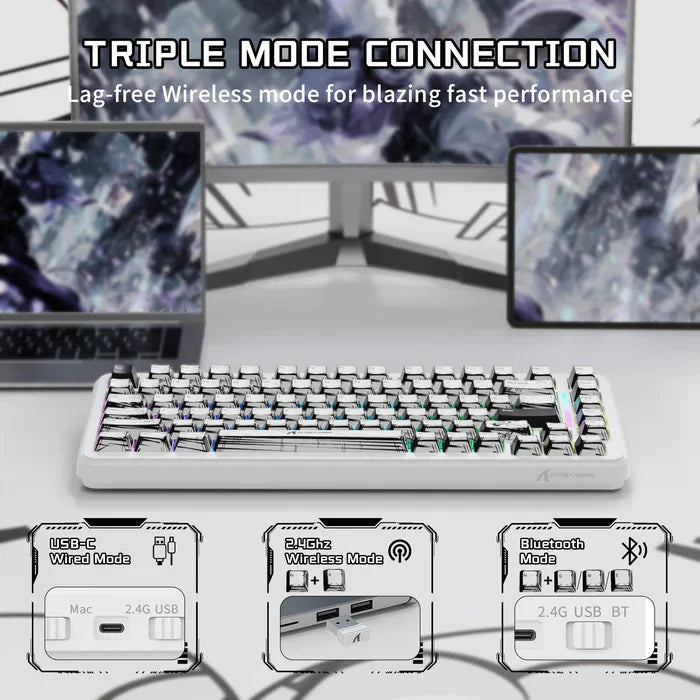 ATTACK SHARK X82PRO HE – Teclado Sem Fio 75% | Magnético | Rapid Trigger | RGB