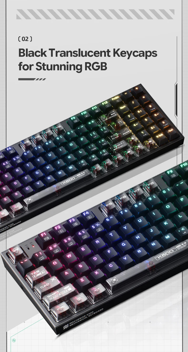 MACHENIKE K500-B94 – Teclado Mecânico 90% | 94 Teclas | Hot-Swap | RGB