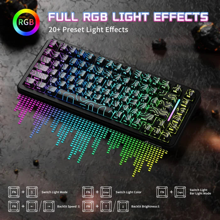 ATTACK SHARK X82PRO HE – Teclado Sem Fio 75% | Magnético | Rapid Trigger | RGB