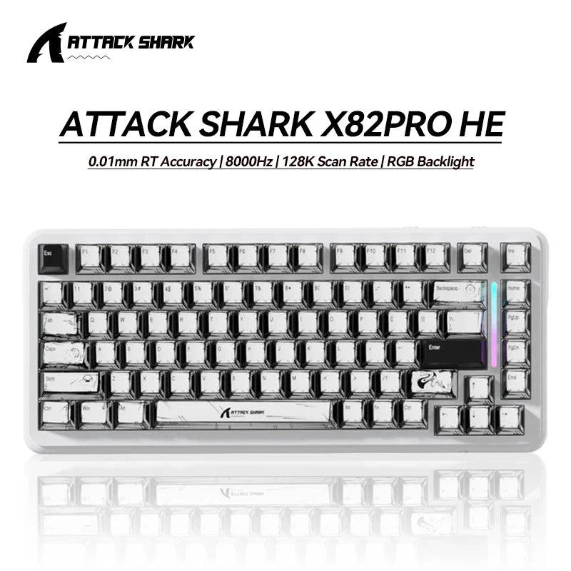 ATTACK SHARK X82PRO HE – Teclado Sem Fio 75% | Magnético | Rapid Trigger | RGB