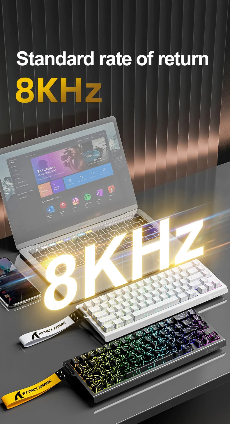 ATTACK SHARK X68Pro HE – Teclado Magnético 65% | 8000Hz | Rapid Trigger