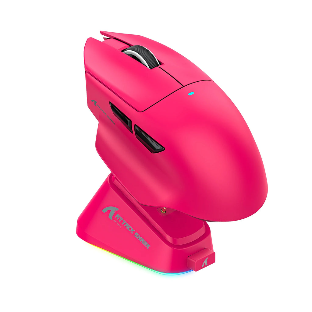 ATTACK SHARK V6 Macro Gaming Mouse,Tri-Mode Connection,25KDPI,Touch Magnetic Charging Base, Wireless Mouse