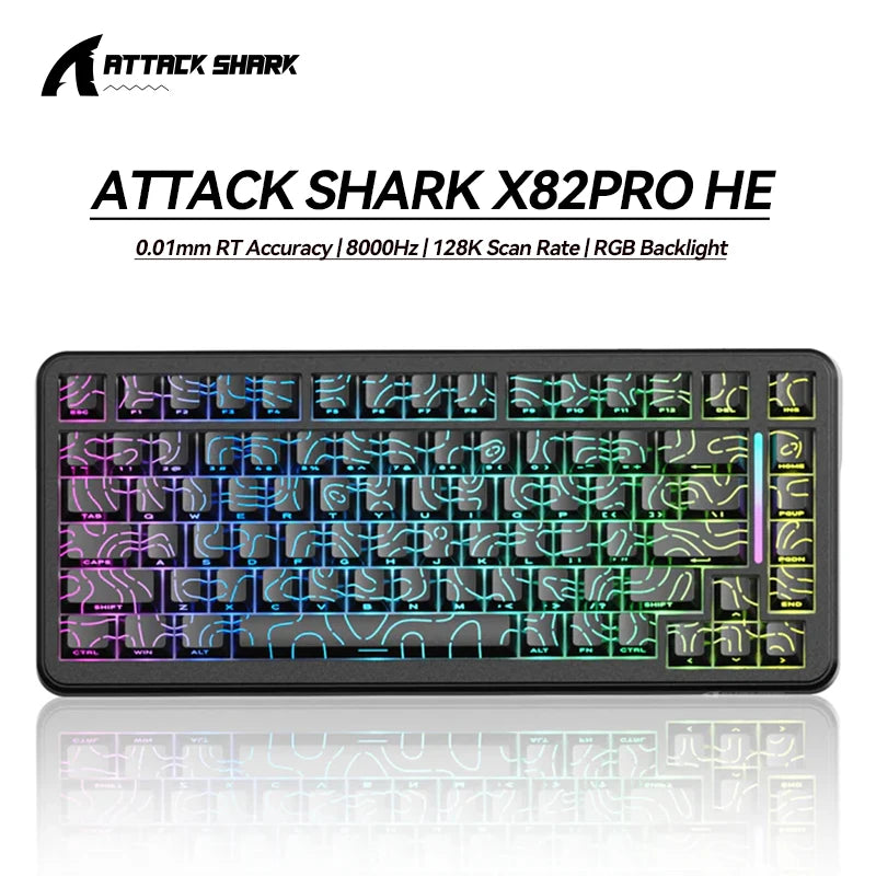 ATTACK SHARK X82PRO HE – Teclado Sem Fio 75% | Magnético | Rapid Trigger | RGB