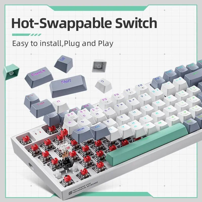 MACHENIKE K500-B94 – Teclado Mecânico 90% | 94 Teclas | Hot-Swap | RGB