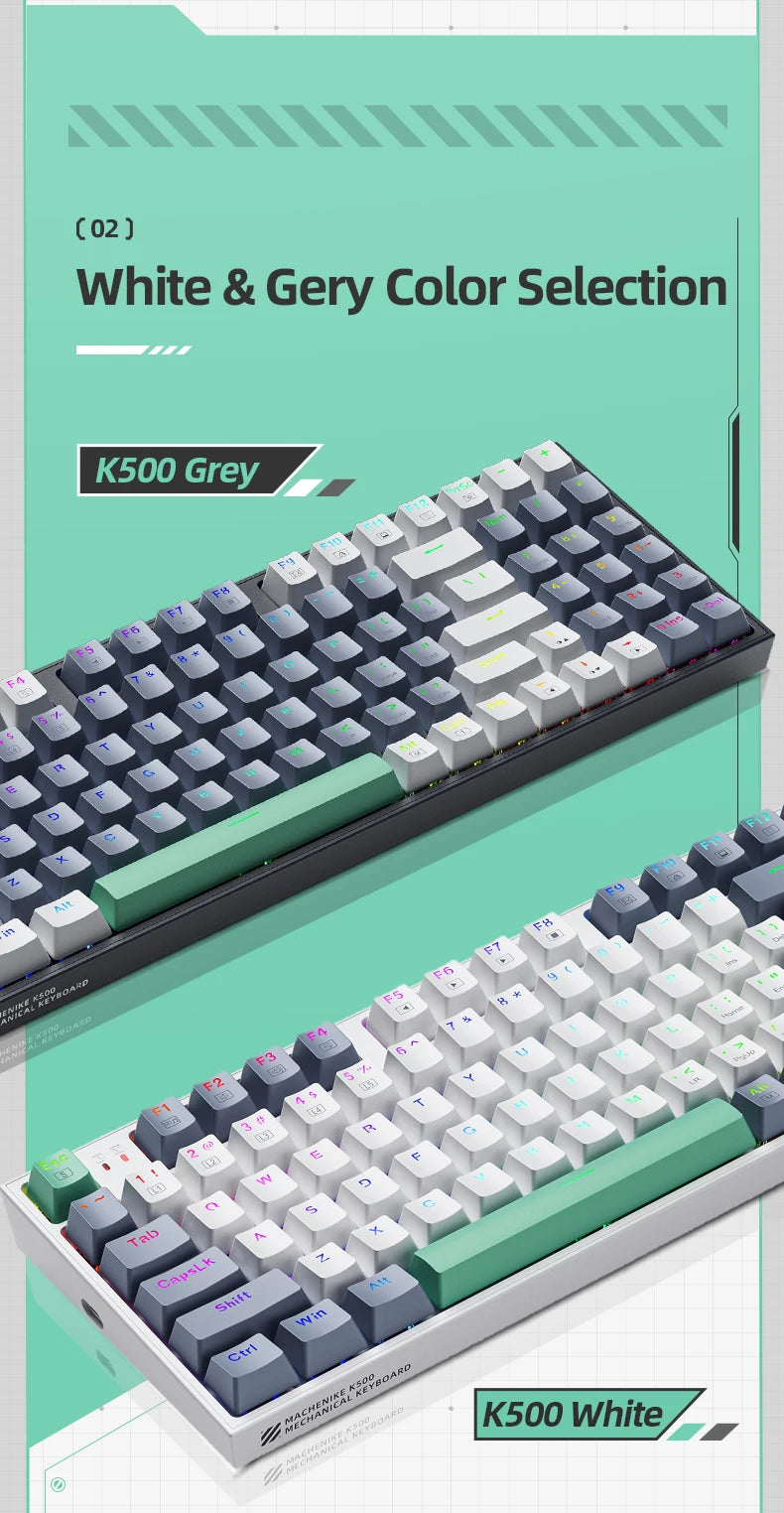 MACHENIKE K500-B94 – Teclado Mecânico 90% | 94 Teclas | Hot-Swap | RGB
