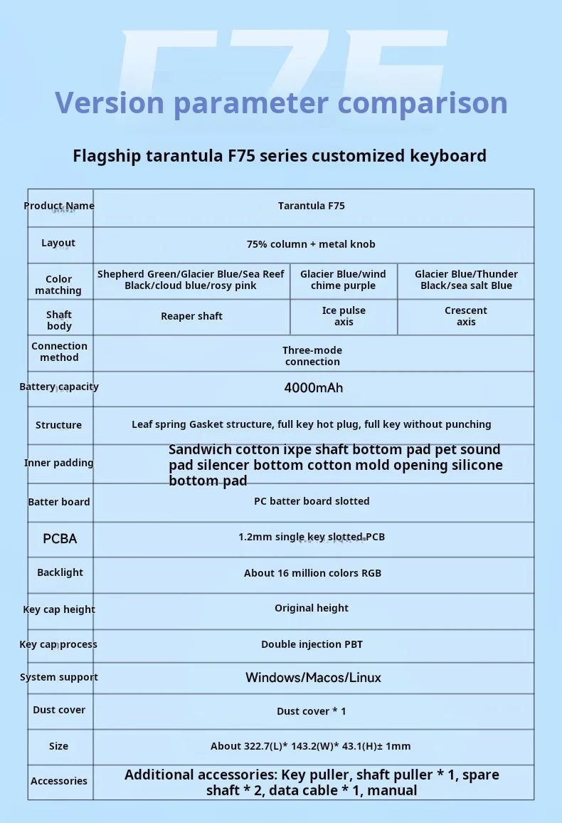 AULA F75 – Teclado Mecânico Sem Fio 75% | Gasket | Hot-Swap | RGB