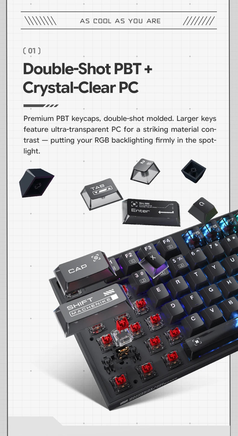 MACHENIKE K500-B94 – Teclado Mecânico 90% | 94 Teclas | Hot-Swap | RGB