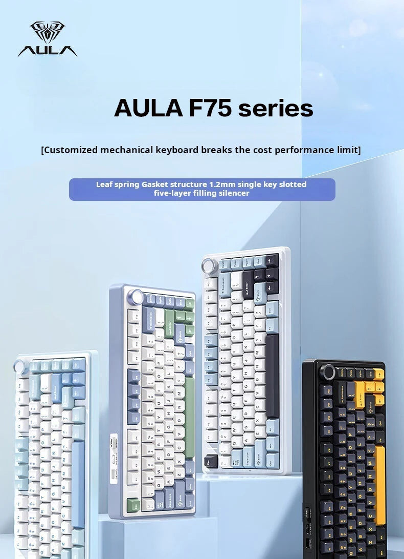 AULA F75 – Teclado Mecânico Sem Fio 75% | Gasket | Hot-Swap | RGB