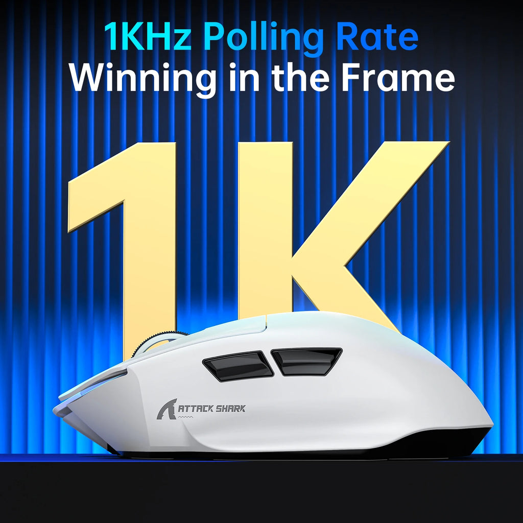 ATTACK SHARK V6 Macro Gaming Mouse,Tri-Mode Connection,25KDPI,Touch Magnetic Charging Base, Wireless Mouse