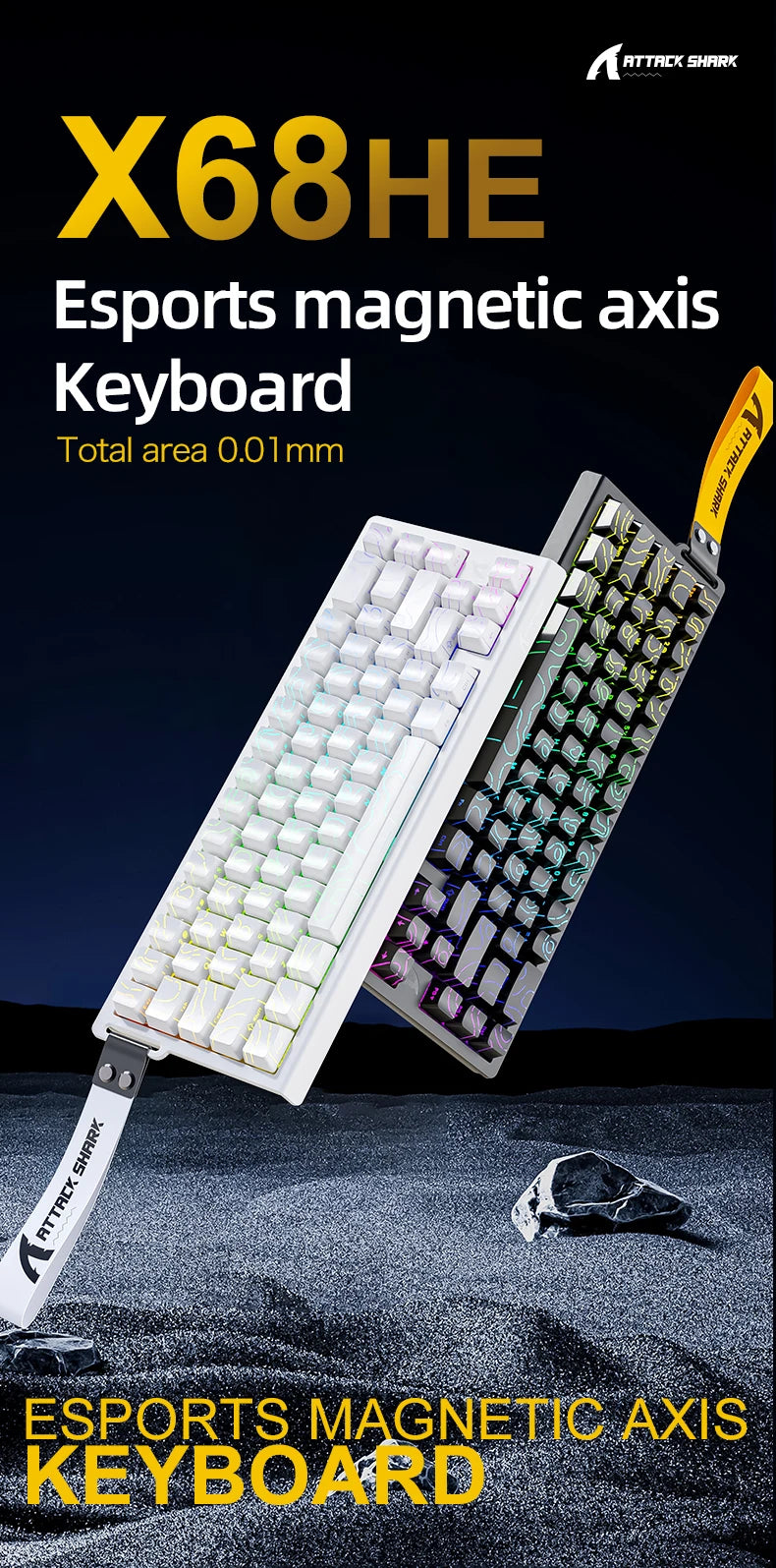 ATTACK SHARK X68Pro HE – Teclado Magnético 65% | 8000Hz | Rapid Trigger