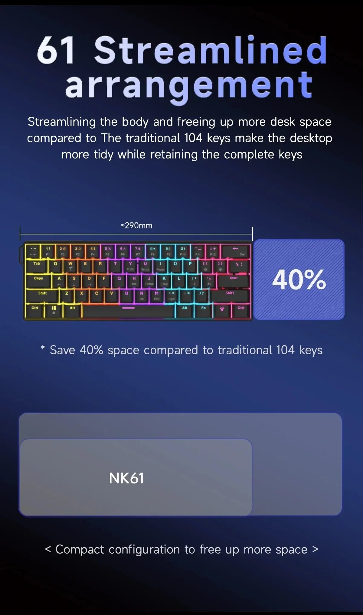 AJAZZ NK61 – Teclado Mecânico 60% | 61 Teclas | Hot-Swap | RGB