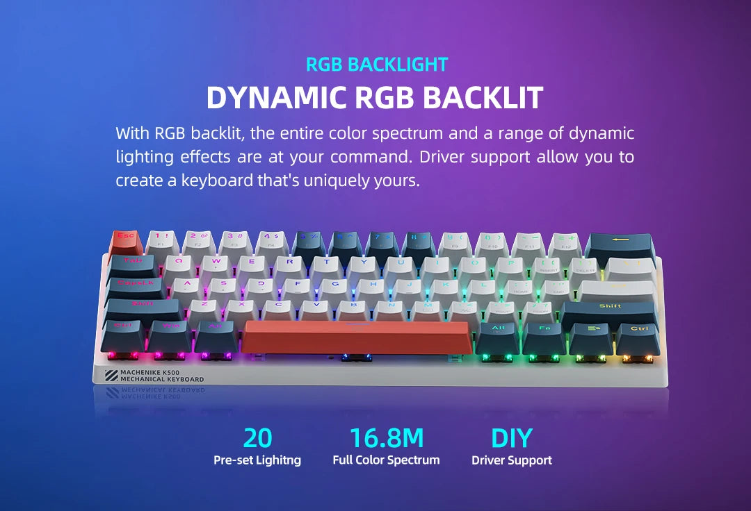 MACHENIKE K500-B61 – Teclado Mecânico Mini 60% | Hot-Swap | RGB