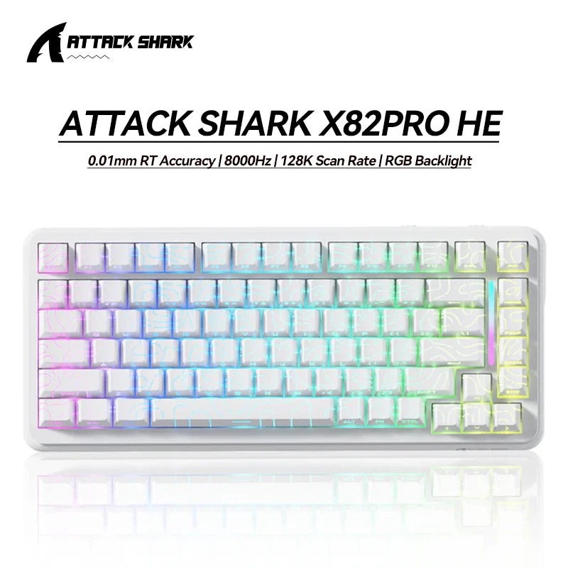 ATTACK SHARK X82PRO HE – Teclado Sem Fio 75% | Magnético | Rapid Trigger | RGB