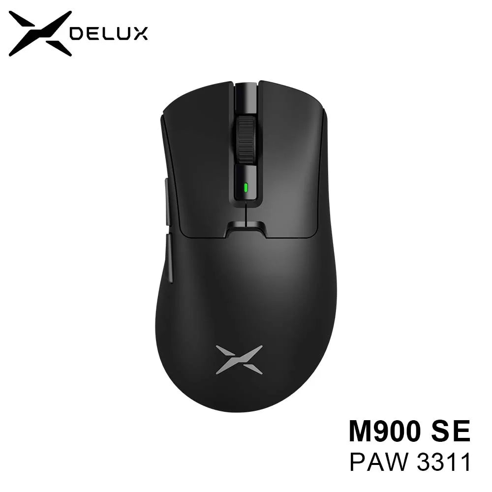 Delux M900 Wireless Gaming Mouse Ergonomic Mice PAW3311 12000DPI Lightweight 63g for Right Big Hands PC Laptop Gamer